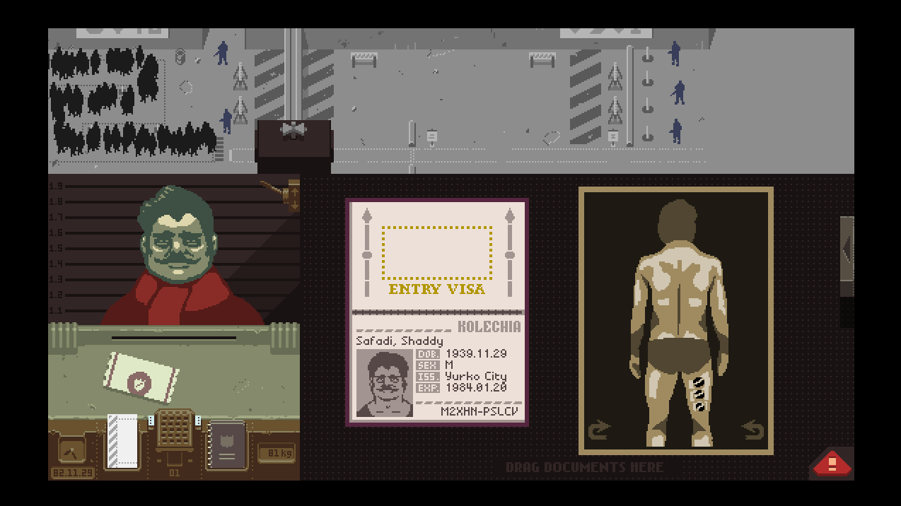 Screenshot from the game Papers, Please.